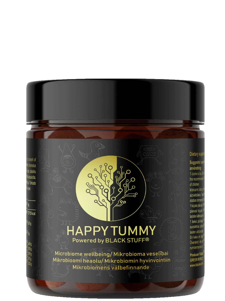 Happy Tummy Black Stuff für Kinder Microbiom, Birkenchaga, Humin- und Vulvinsäure.